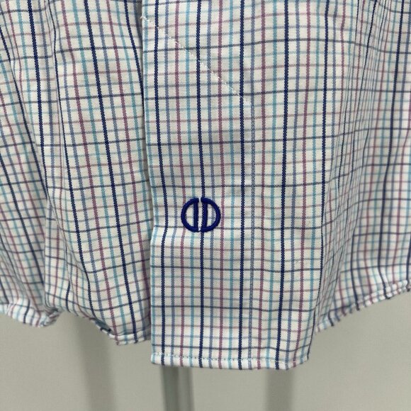 David Donahue Mens Long Sleeve Plaid Button-Up Shirt 100% Cotton - Picture 3 of 8